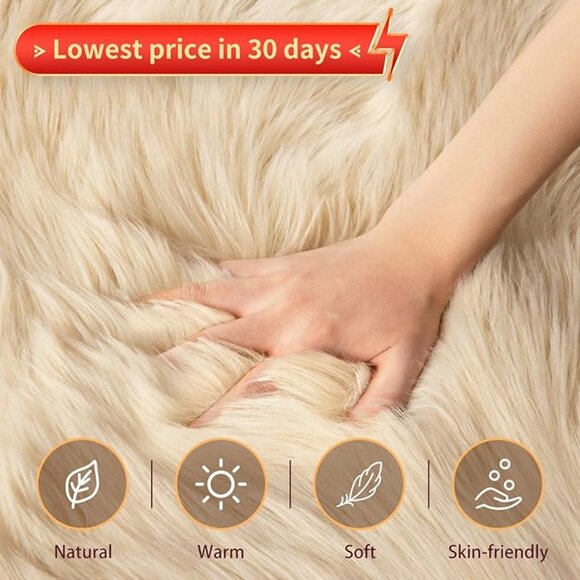 Ultra Soft Fluffy/Fuzzy Shaggy Area Rug Faux Fur Chair Cover SeatPad for Bedroom - Picture 5 of 6